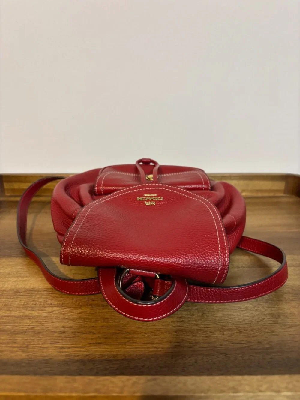 Coach Pennie 22 Red Pebbled Leather Mini Backpack